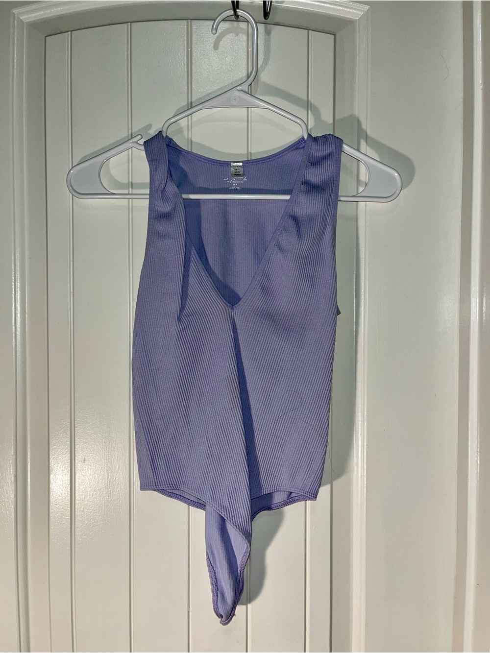 Urban Outfitters Lavender Ribbed V-Neck Bodysuit